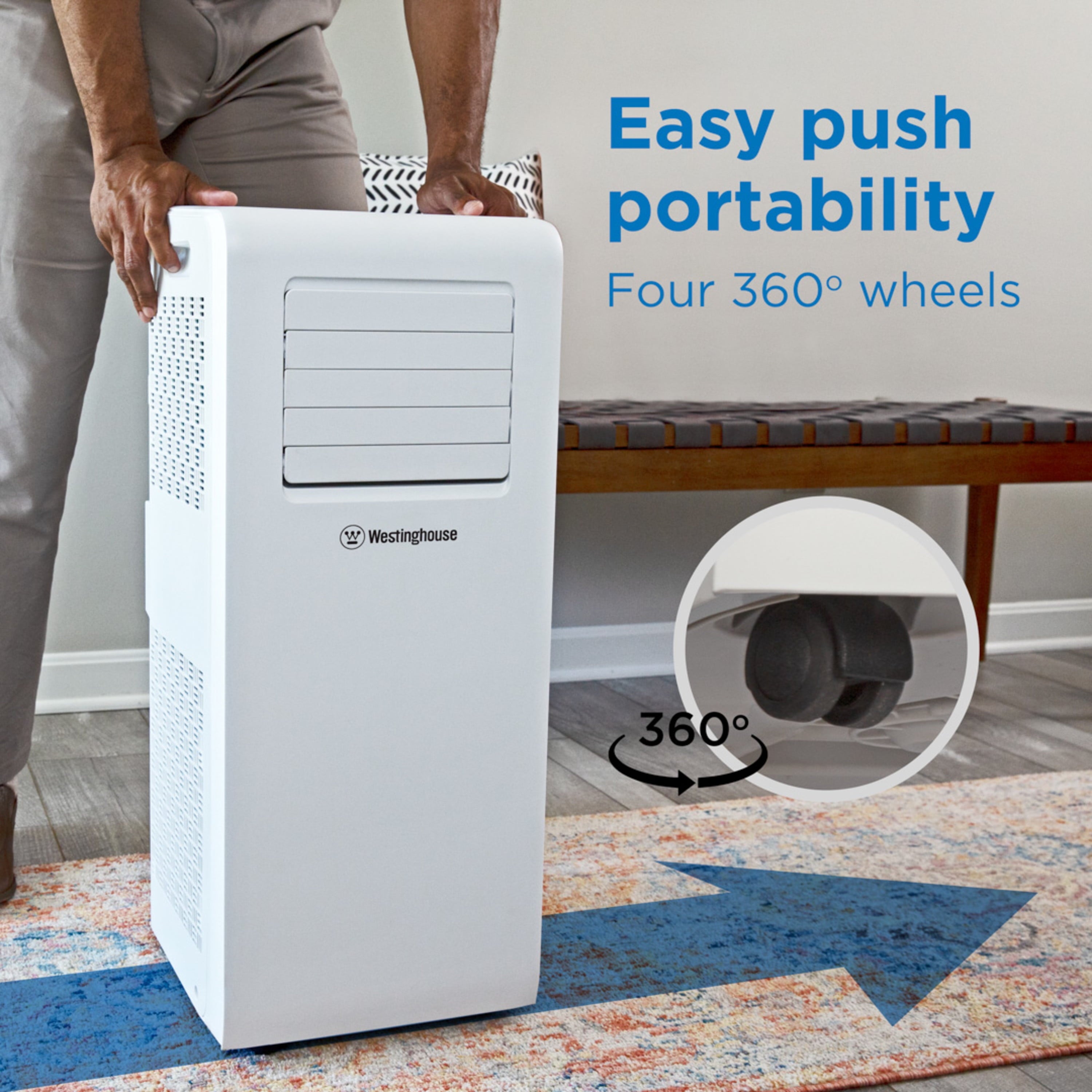 Westinghouse 10,000 BTU Portable Air Conditioner with Remote, 3-in-1 Operation, Rooms Up to 450 sq ft