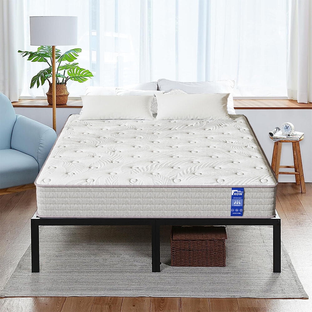 KOW Hybrid Mattress 12" Full Size Gel Memory Foam Pocket Spring Mattress in a Box Medium Firm Adult