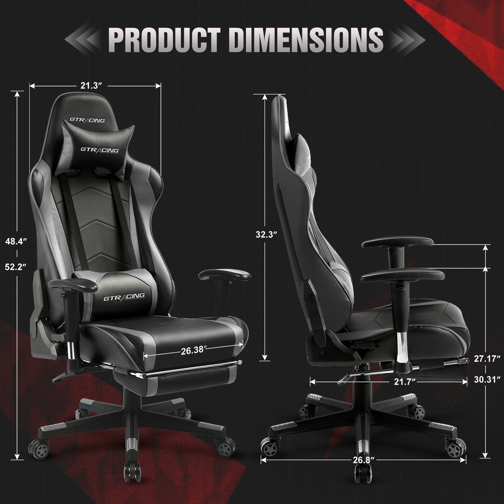 GTRACING Gaming Chair Office Chair PU Leather with Footrest & Adjustable Headrest, Red