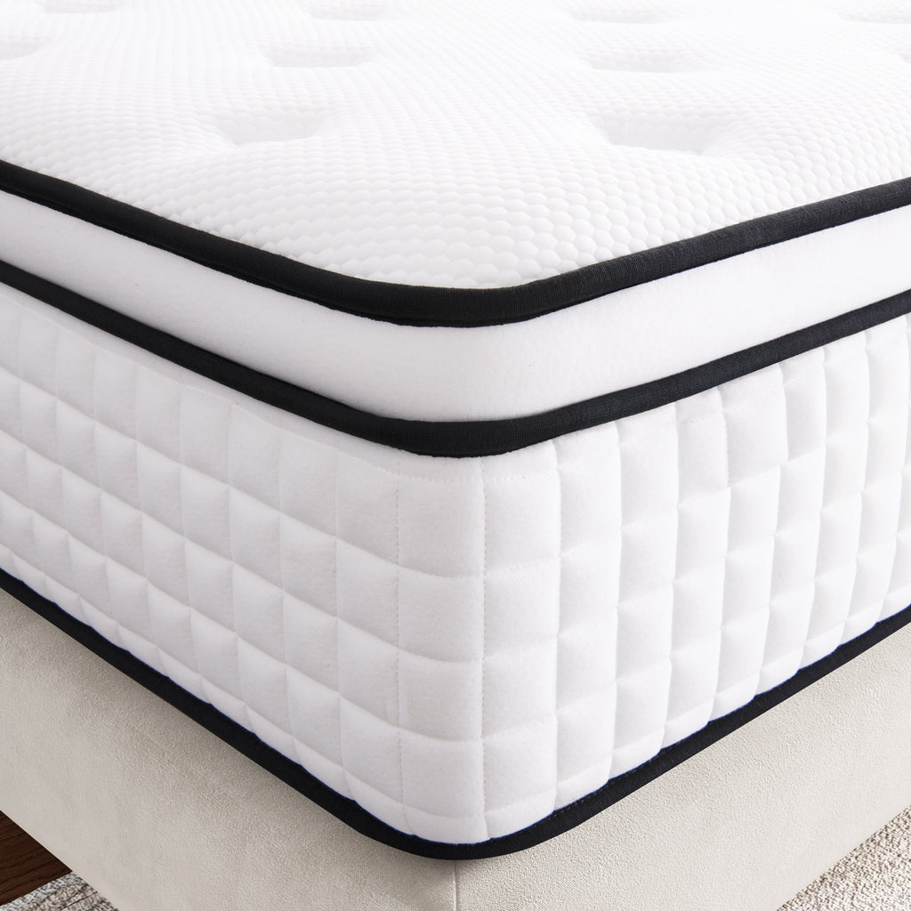Queen Mattress, Madinog 12" Hybrid Mattress,Innerspring and Gel Memory Foam