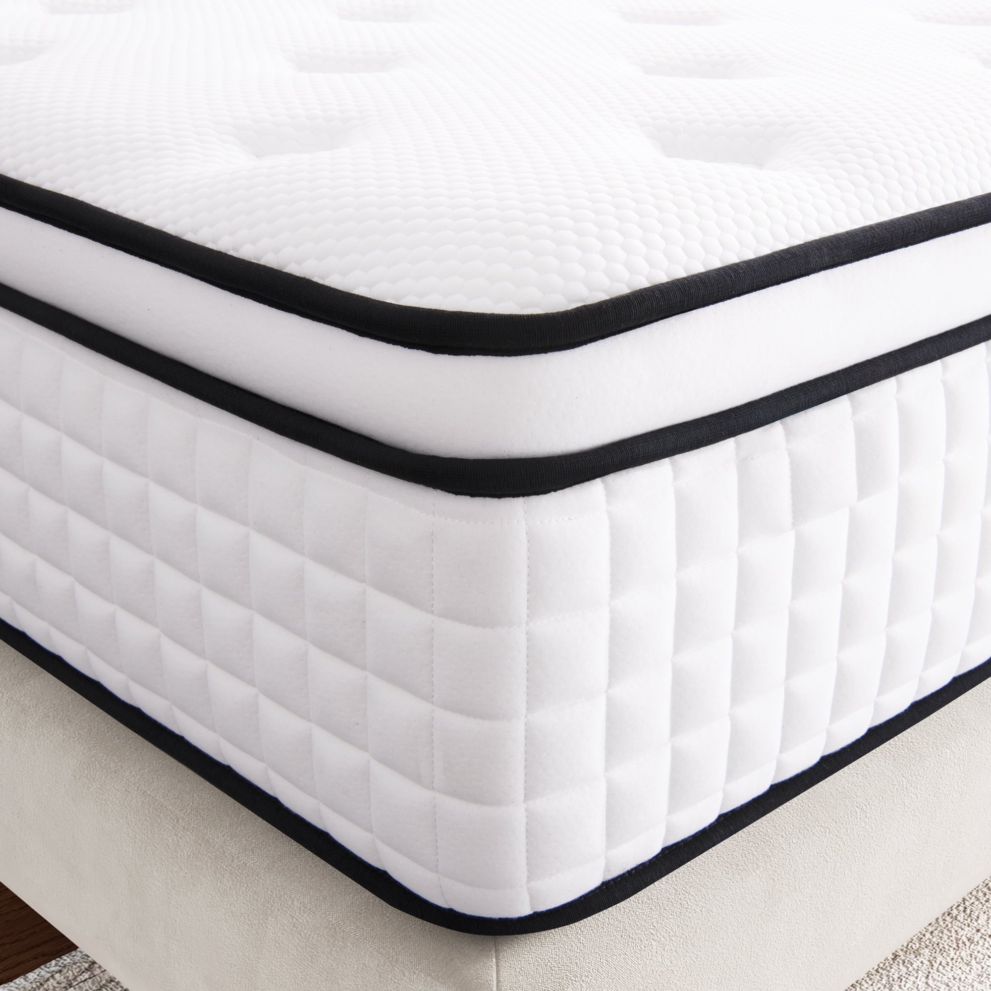 Queen Mattress, Madinog 12" Hybrid Mattress,Innerspring and Gel Memory Foam