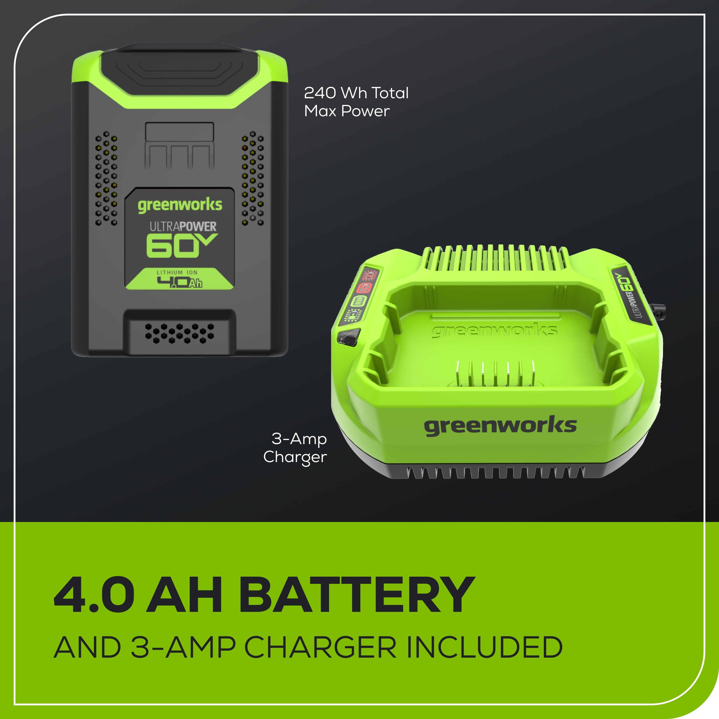 Greenworks 60V 18" 2.0kW Brushless Chainsaw with 4.0 Ah Battery & 3 Amp Charger 2028502