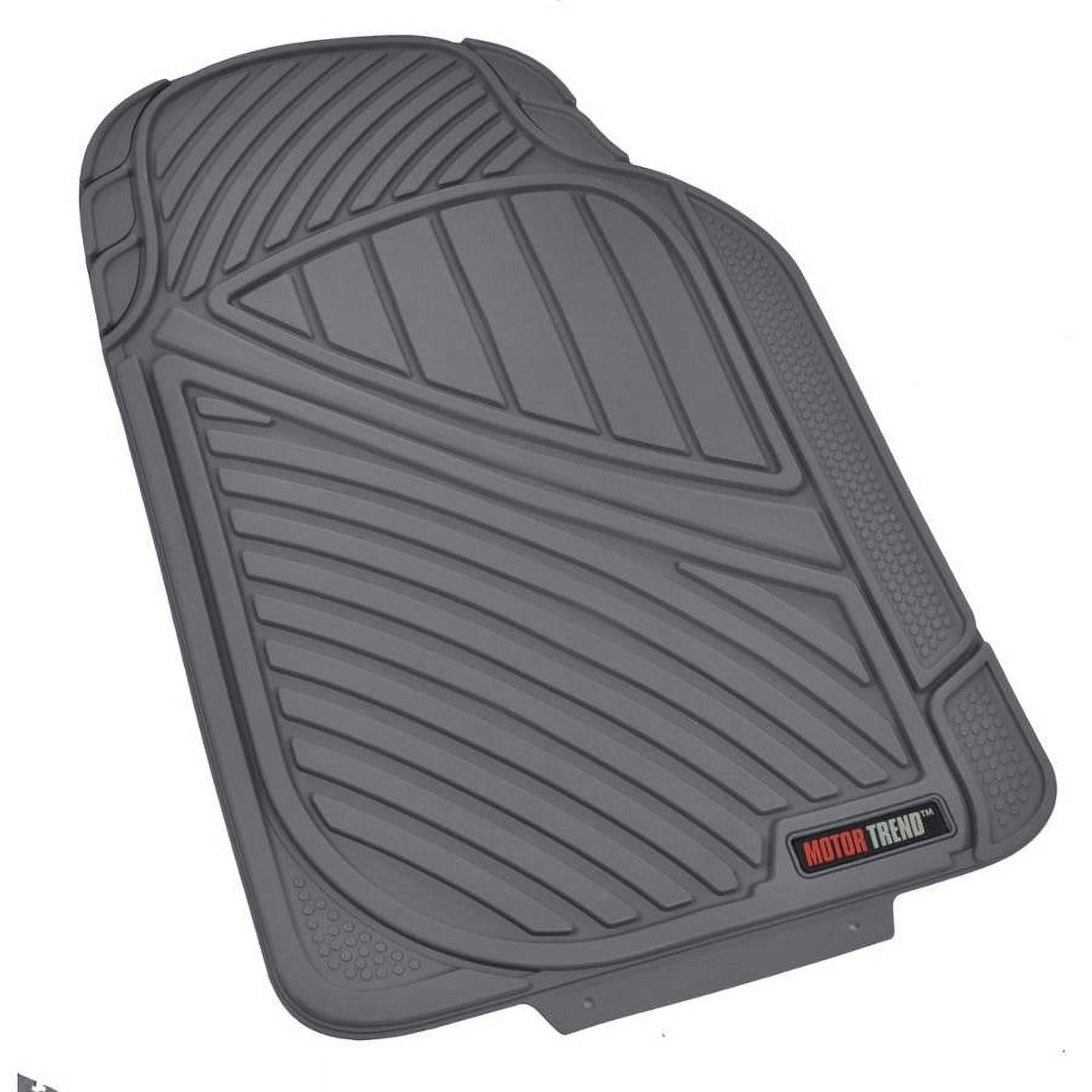 Motor Trend 100 Percent Odorless Car Floor Mats with Standard Trunk Cargo Mat, 4 Pieces Rubber Protection, Black Beige Gray