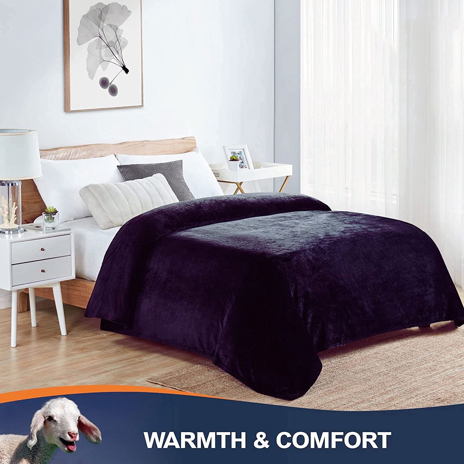Walensee Ultra Soft Microplush Fleece Throw Blanket, 50" x 60", Orange, Machine Washable