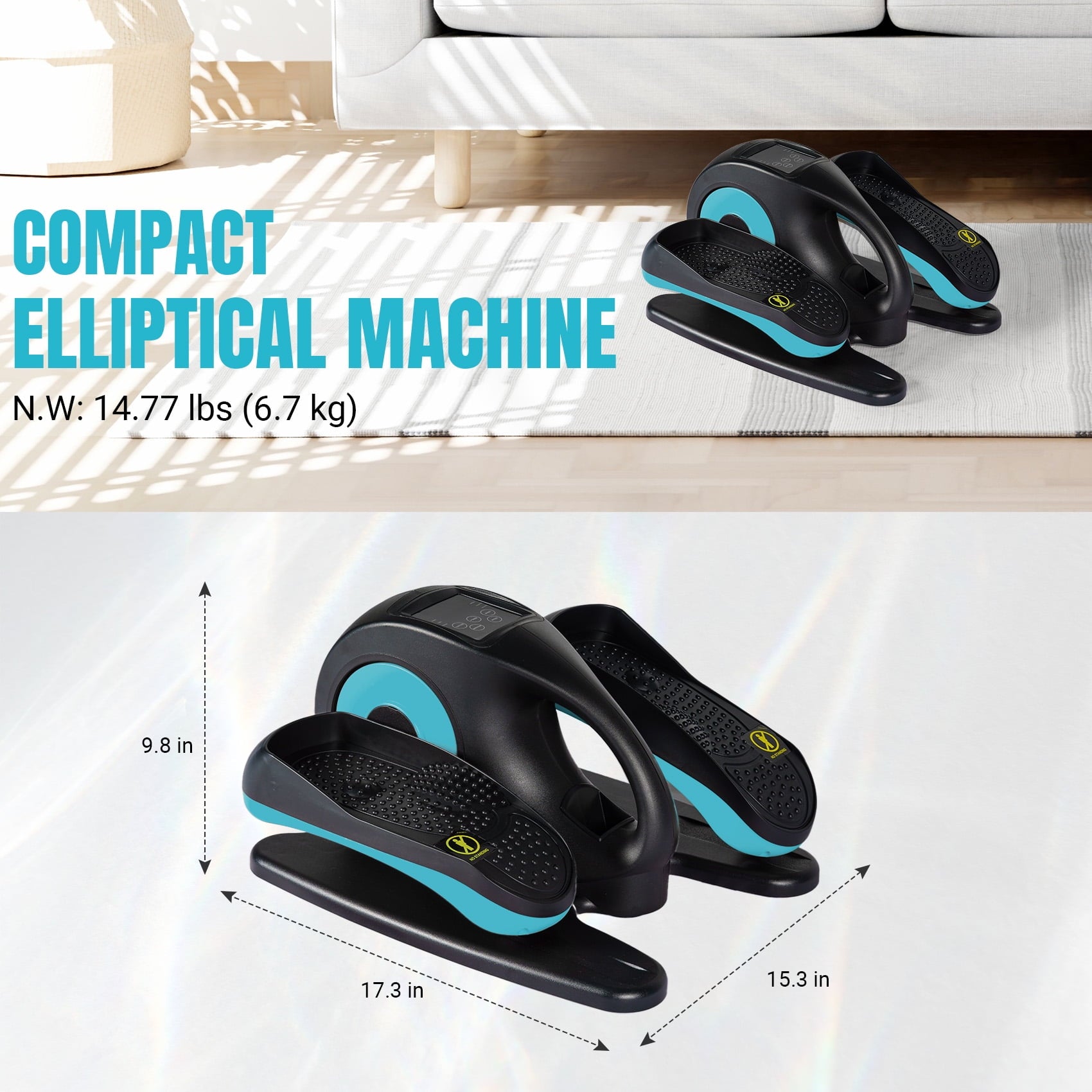 PROHIKER Under Desk Elliptical Machine for Home, Under Desk Bike Pedal Exerciser Electric Seated Elliptical, Compact Portable Elliptical Ellipse Leg Exerciser for Home, Blue