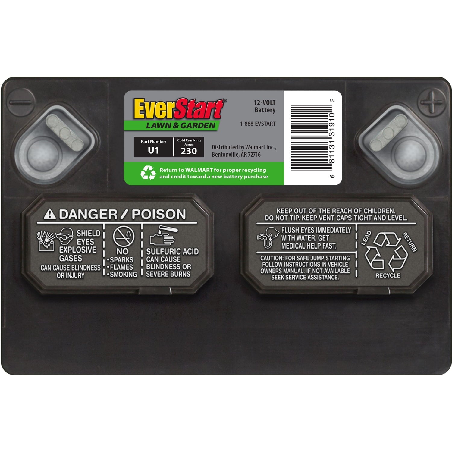 EverStart Lead Acid Lawn & Garden Battery, Group Size U1 12 Volt, 230 CCA