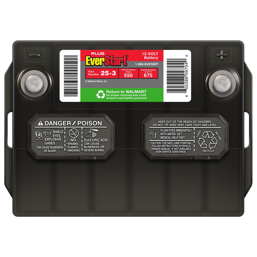 EverStart Plus Lead Acid Automotive Battery, Group Size 25-3 (12 Volt/550 CCA)