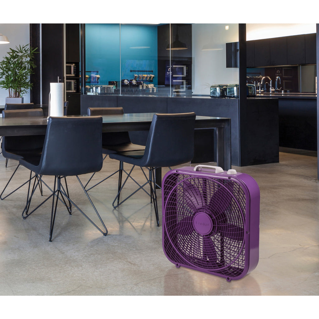 Lasko 20" Cool Colors 3-Speed Box Fan with Weather-Resistant Motor, Blue, 22.5" High, B20310, New