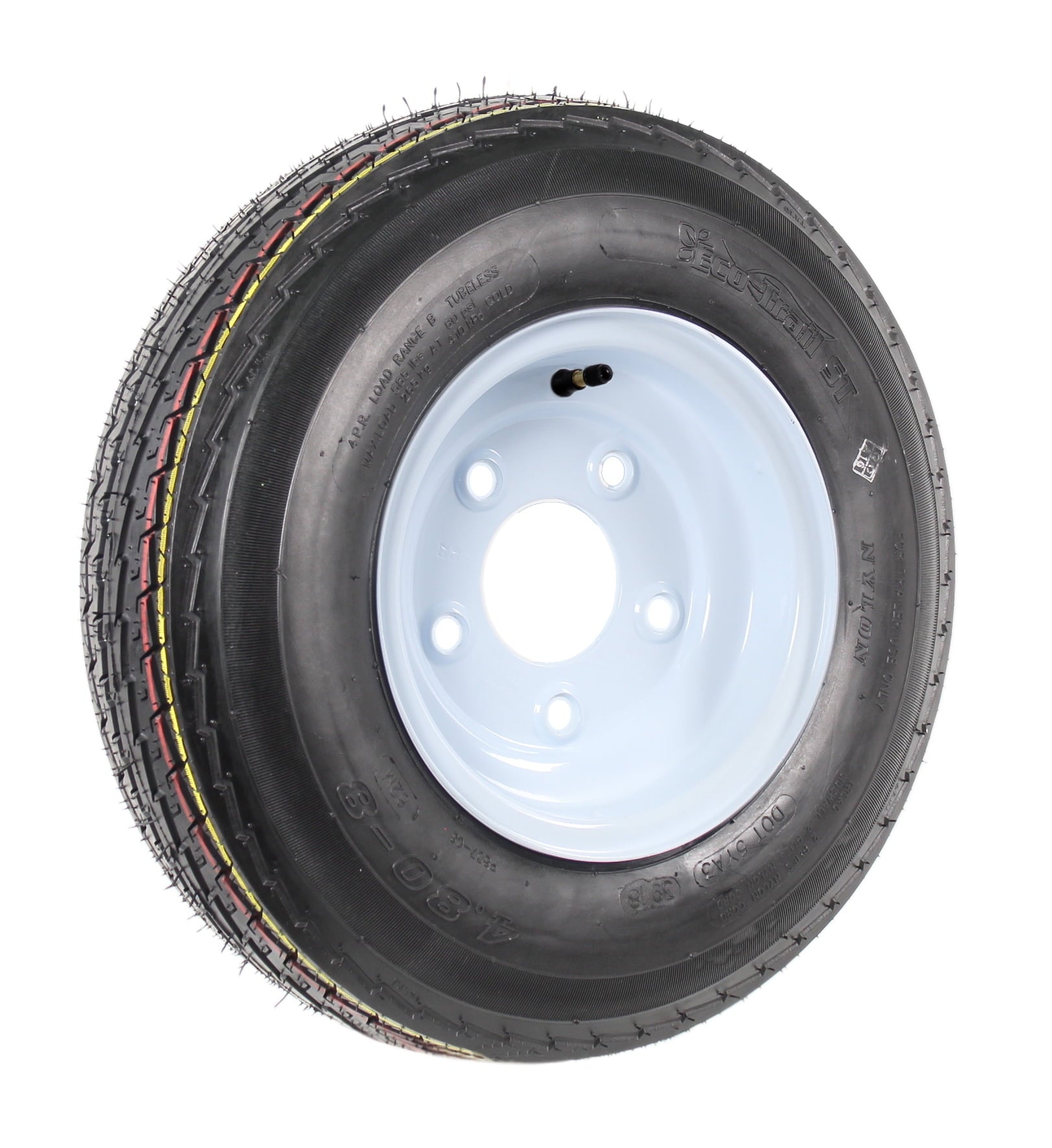 Two Trailer Tires On Rims 4.80-8 480-8 4.80 X 8 8 in. B 5 Lug Bolt Wheel White