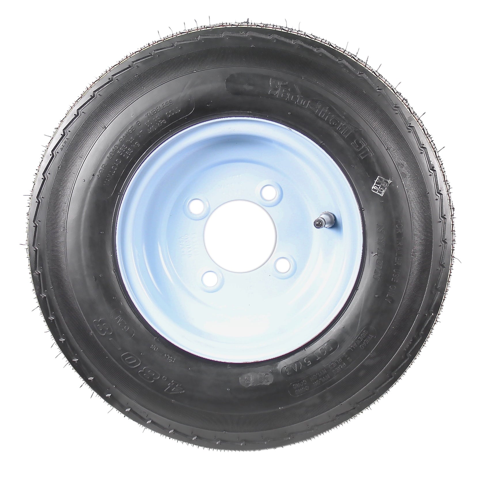 Two Trailer Tires On Rims 4.80-8 480-8 4.80 X 8 8 in. B 4 Lug Bolt Wheel White