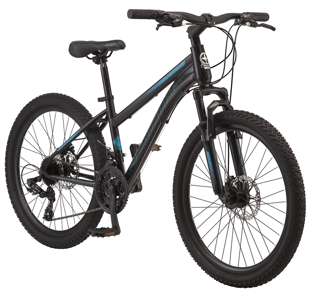 Schwinn Sidewinder Mountain Bike, 24-inch Wheels, 21 Speeds, Black / Teal