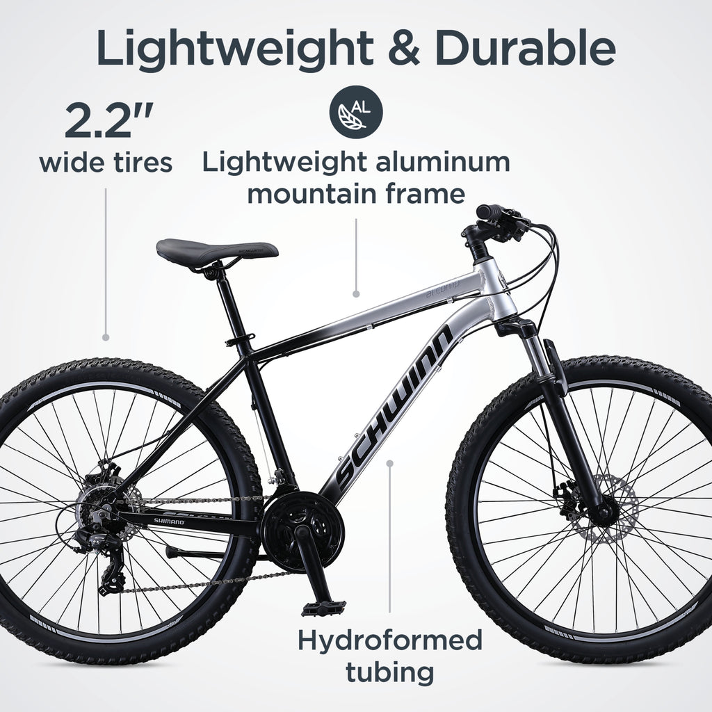 Schwinn AL Comp 27.5 inch Men's Mountain Bike, 21 Speed Adult Bicycle, Grey