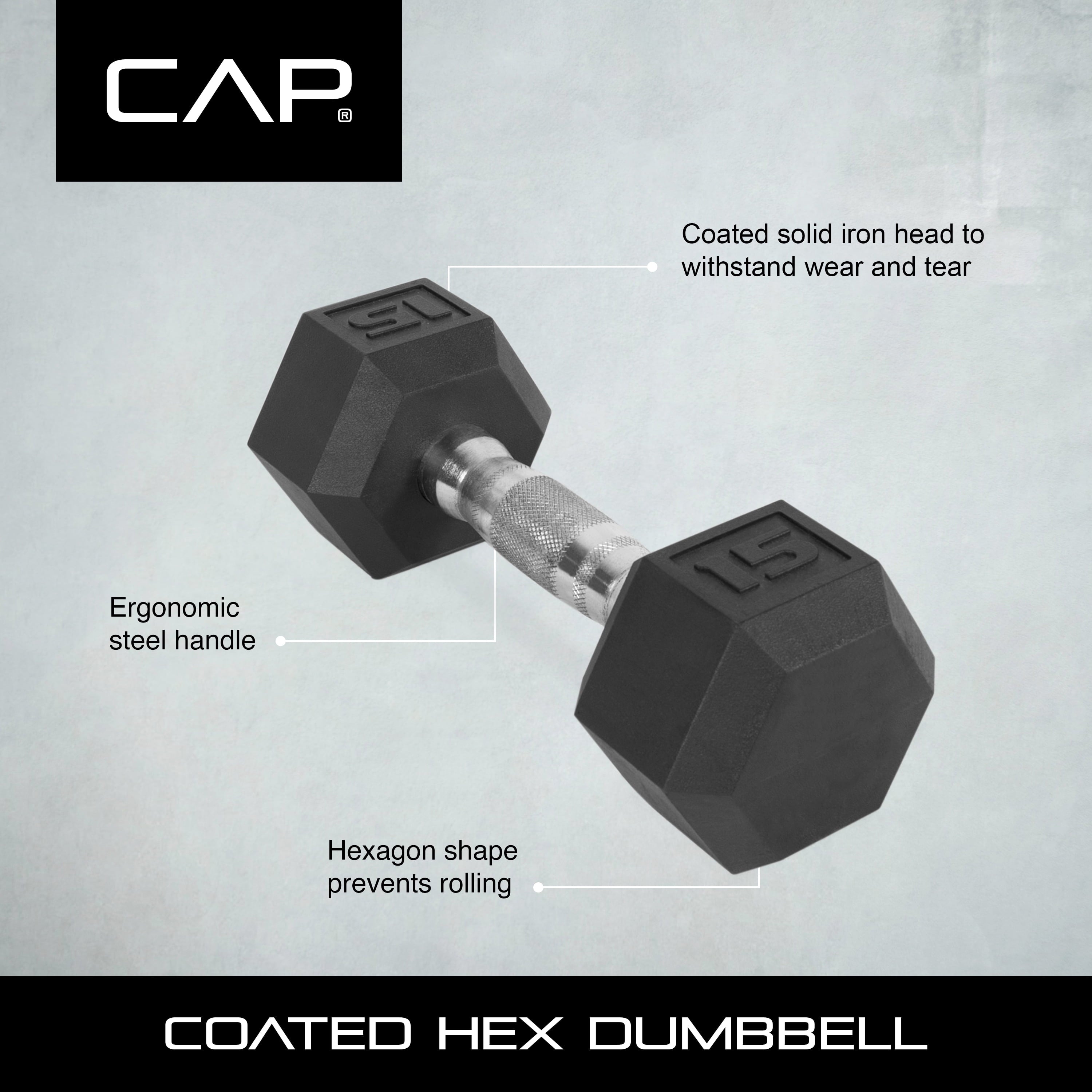 CAP Barbell Coated Hex Dumbbell, Single 40 lbs