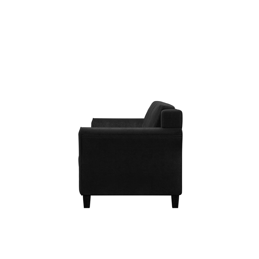 Lifestyle Solutions Taryn Curved Arms Sofa, Black Fabric