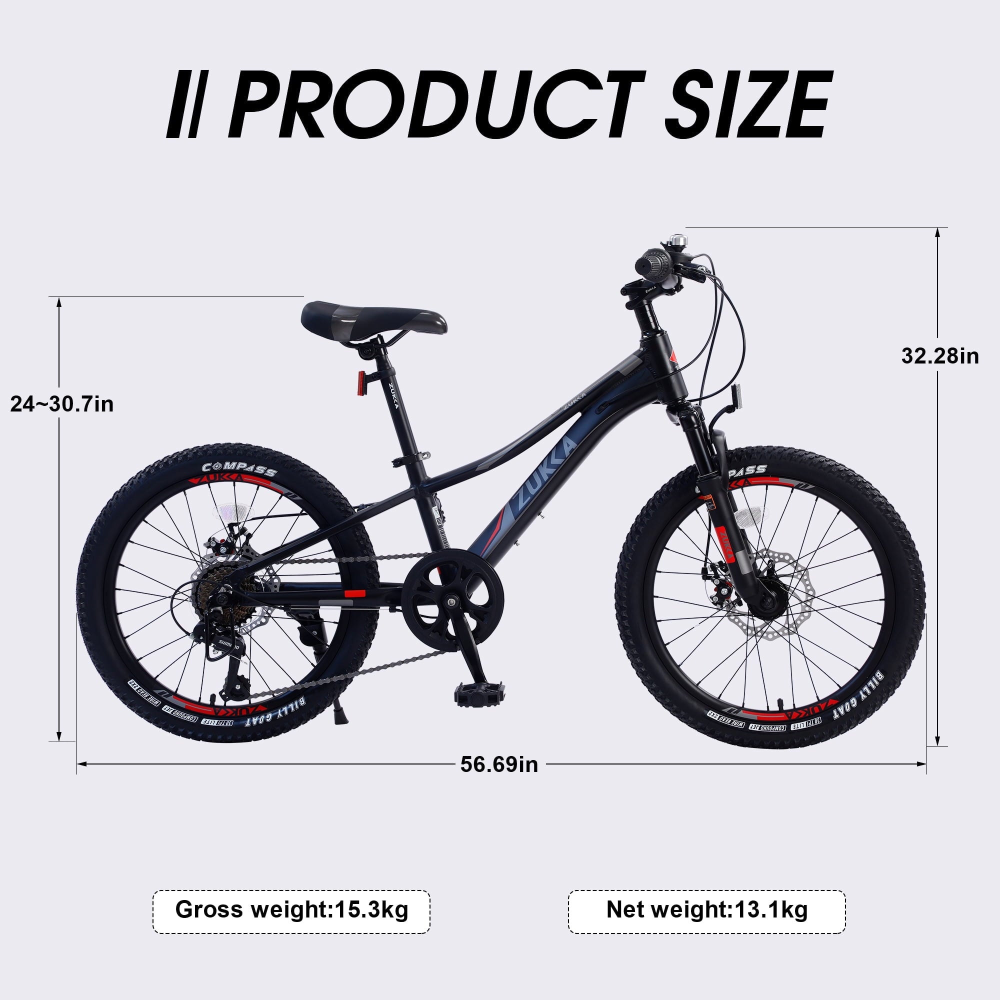 Meghna 20” Mountain Bike 7 Speed Green MTB Bicycle for Kids Boy 5-9 Years