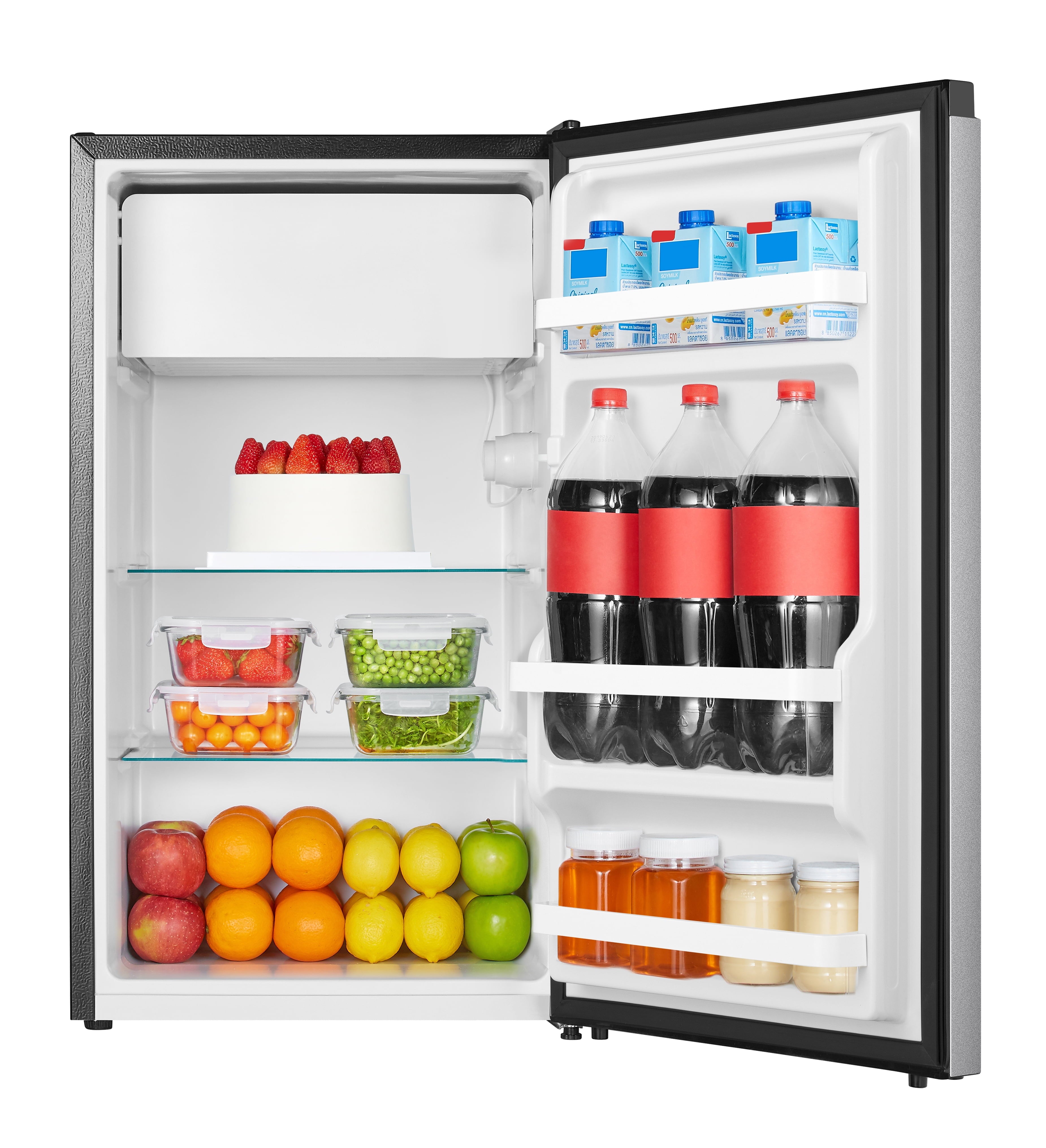 Hisense 4.4 Cu ft. Single Door Mini Fridge with Chiller, Silver 18.7" Width