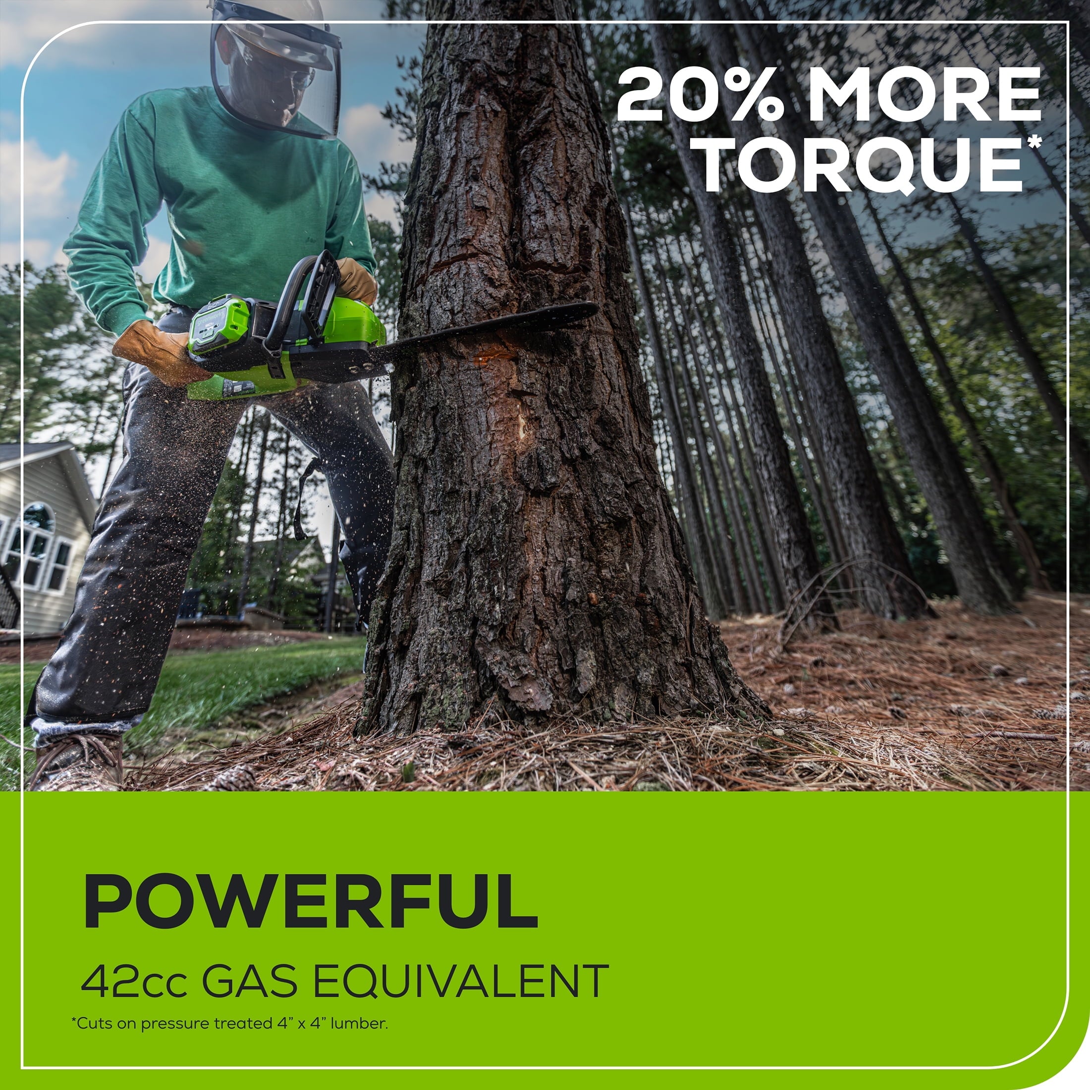 Greenworks 60V 18" 2.0kW Brushless Chainsaw with 4.0 Ah Battery & 3 Amp Charger 2028502