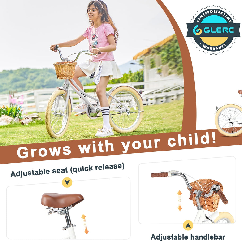 Glerc Little Molly 14 inch Kids Girls Bike for 3-5 Years Old Little Child,Yellow