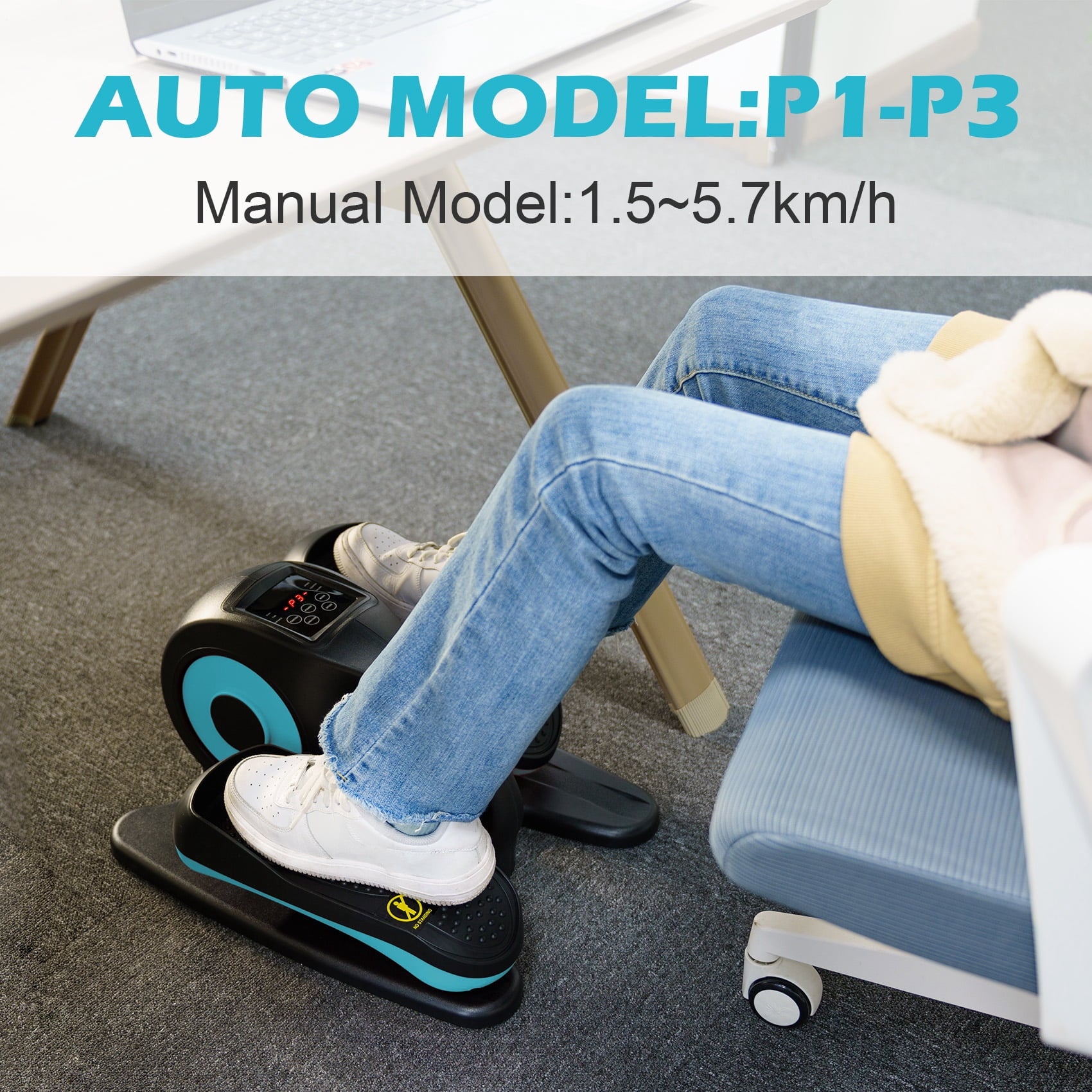 PROHIKER Under Desk Elliptical Machine for Home, Under Desk Bike Pedal Exerciser Electric Seated Elliptical, Compact Portable Elliptical Ellipse Leg Exerciser for Home, Blue