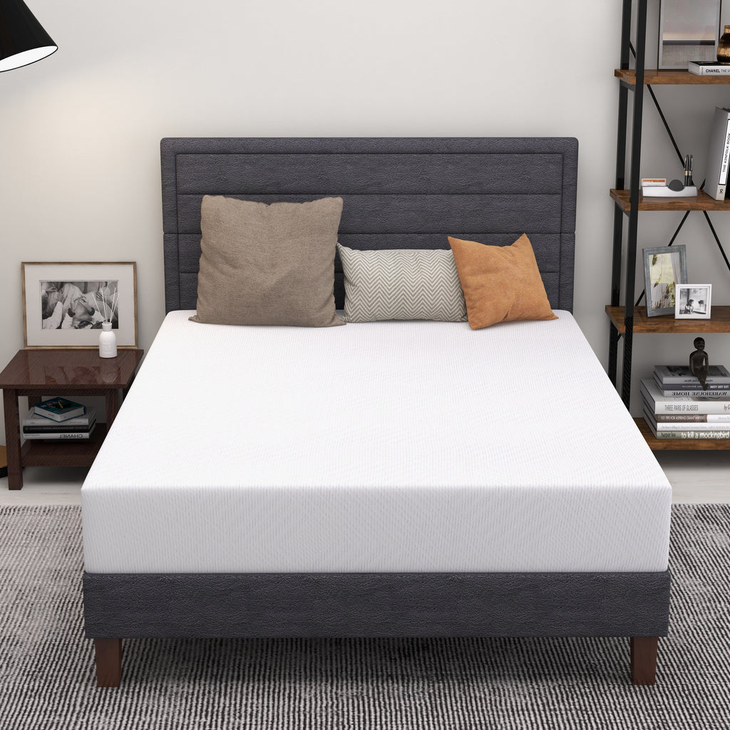 8 inch Twin Mattress, Green Tea Gel Memory Foam Mattress in a box, Medium Hardness Feeling, CertiPUR-US Certified/Made in USA, White