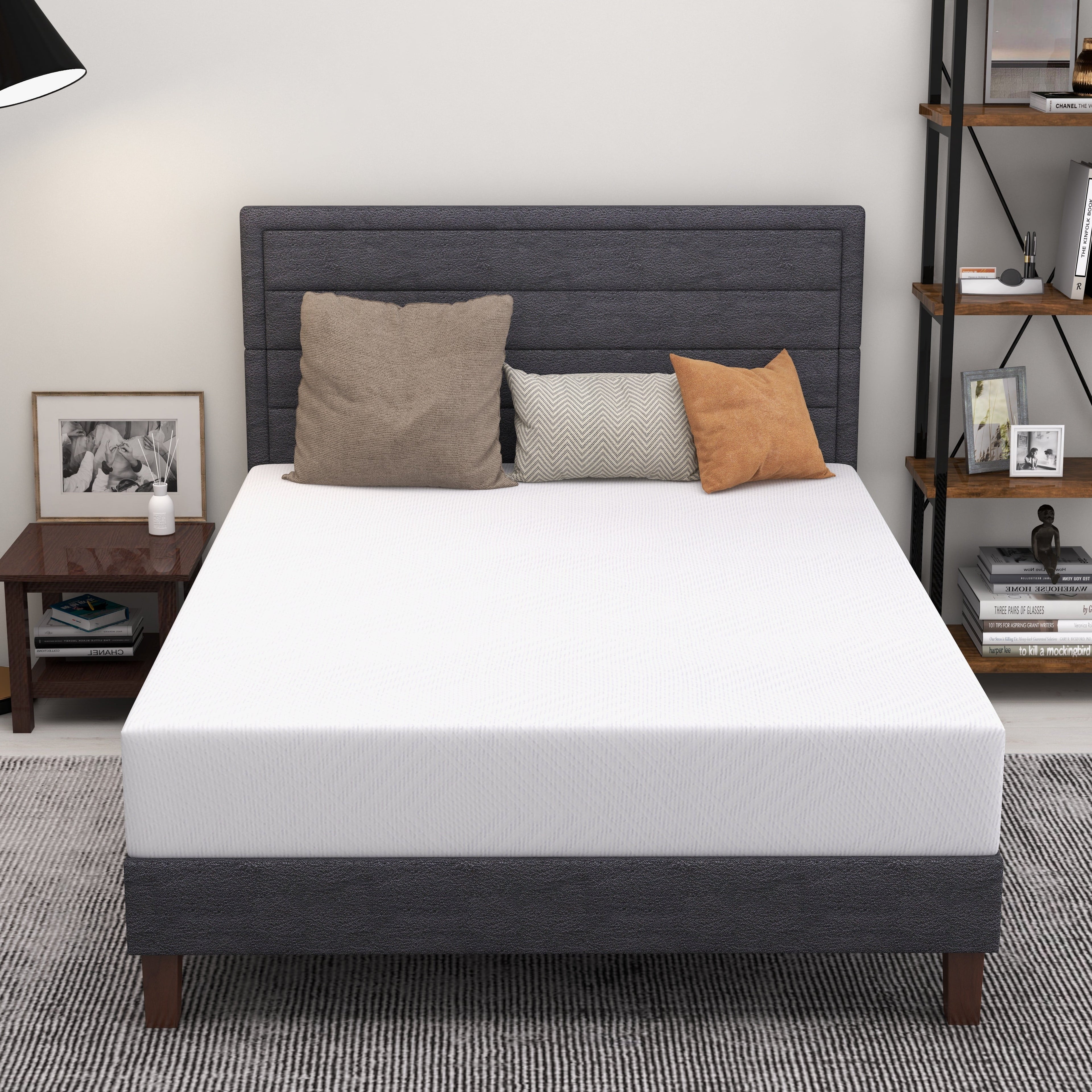 8 inch Twin Mattress, Green Tea Gel Memory Foam Mattress in a box, Medium Hardness Feeling, CertiPUR-US Certified/Made in USA, White