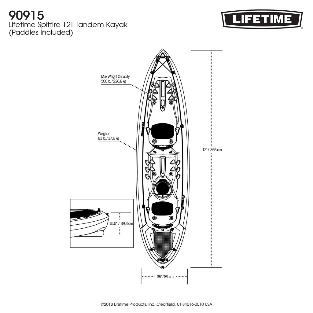 Lifetime Spitfire 12T Tandem Kayak, Lime Green - 90476