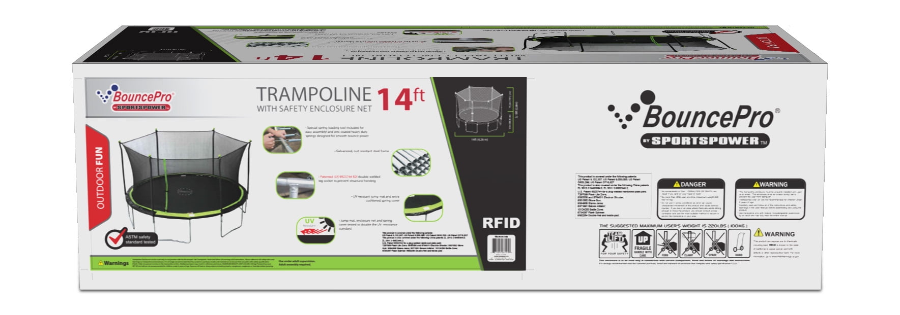Bounce Pro 14ft Trampoline With Enclosure Combo