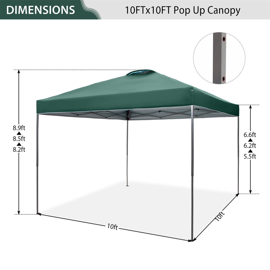 Summit Living 10x10ft Pop-up Canopy Tent Straight Legs Instant Canopy for Outside with Wheeled Bag - Blue