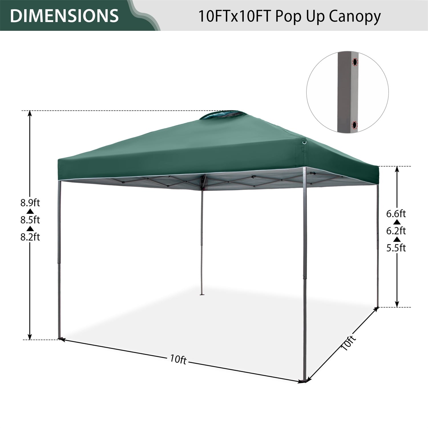 Summit Living 10x10ft Pop-up Canopy Tent Straight Legs Instant Canopy for Outside with Wheeled Bag - Blue