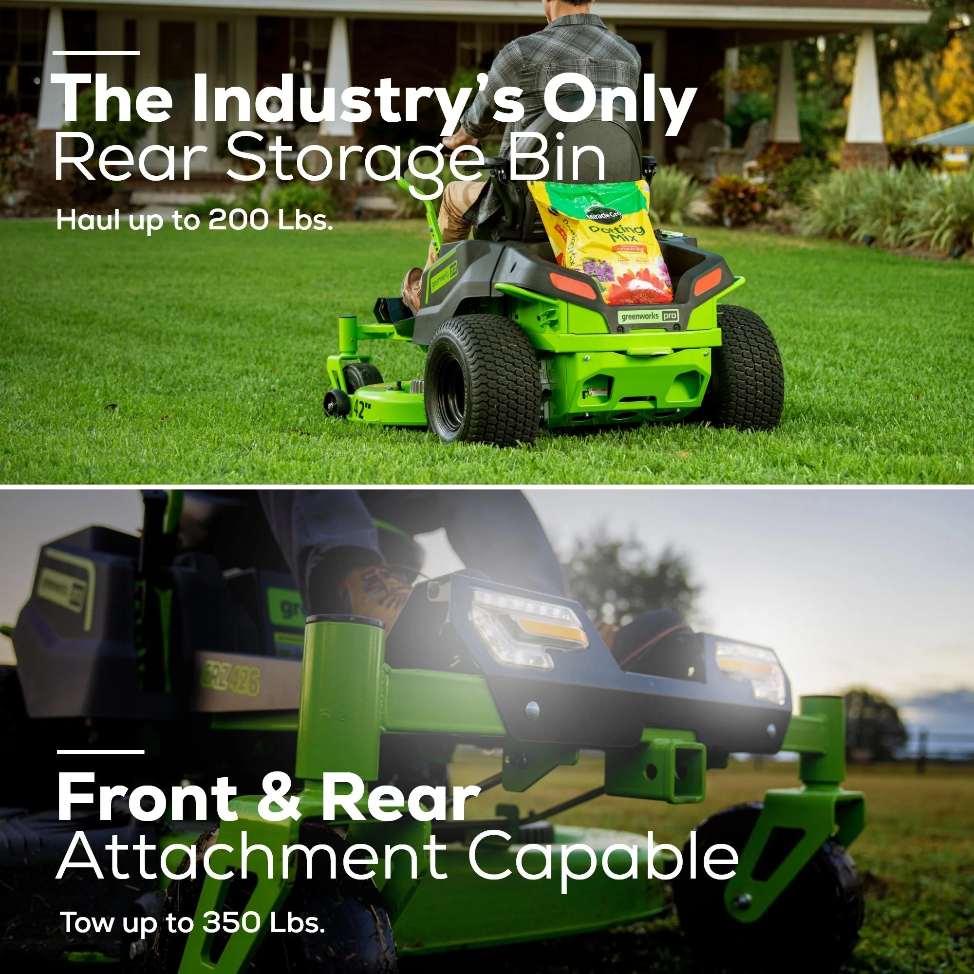 Greenworks 60V 42” Electric CrossoverZ Zero Turn Mower with (4) 8 Ah Batteries and (2) Dual Port Turbo Chargers