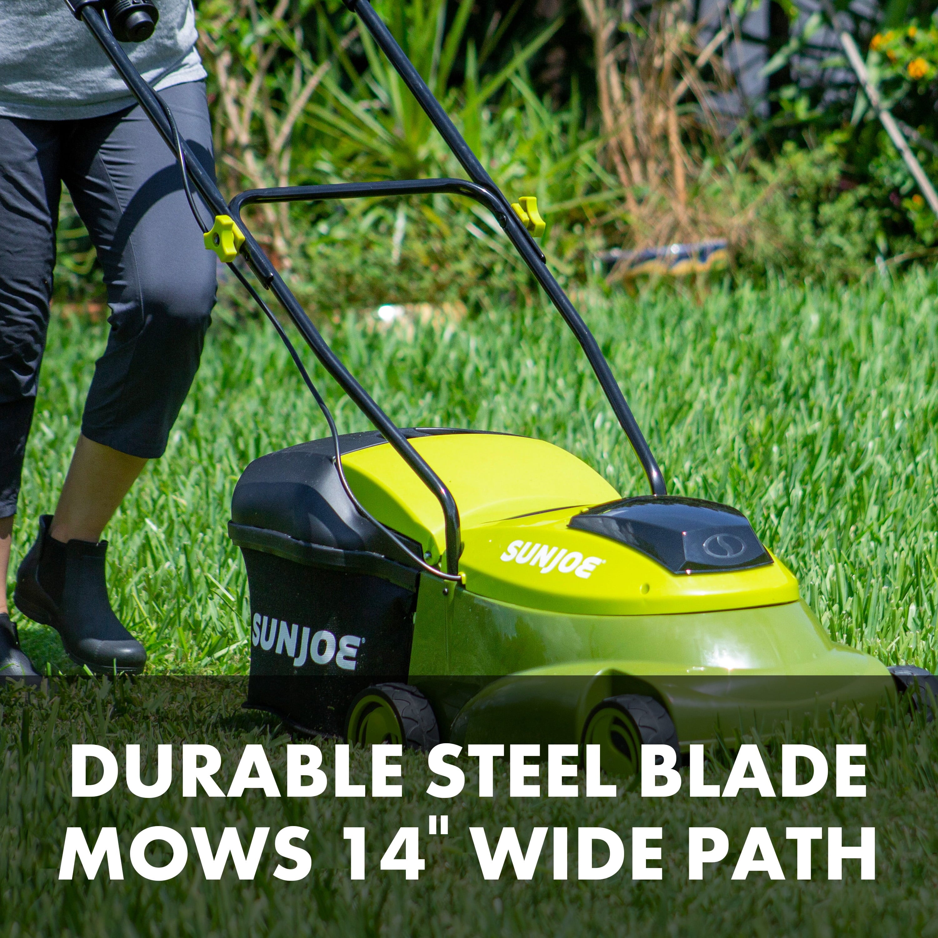 Sun Joe 28V Cordless 14" Brushless Push Lawn Mower, 3-Position, 4.0-Ah