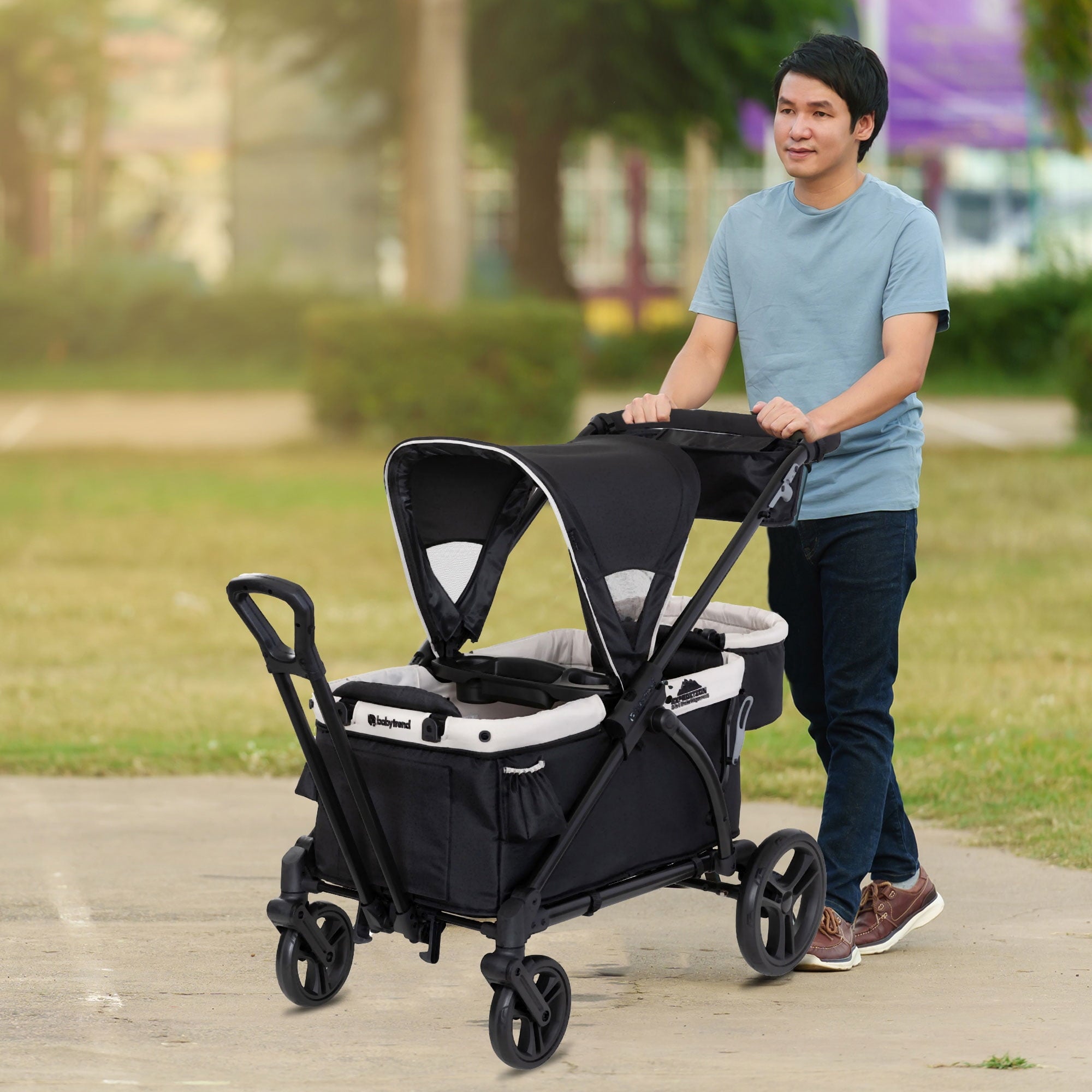 Baby Trend Expedition 2-in-1 Stroller Wagon PLUS with Canopy, Modern Khaki