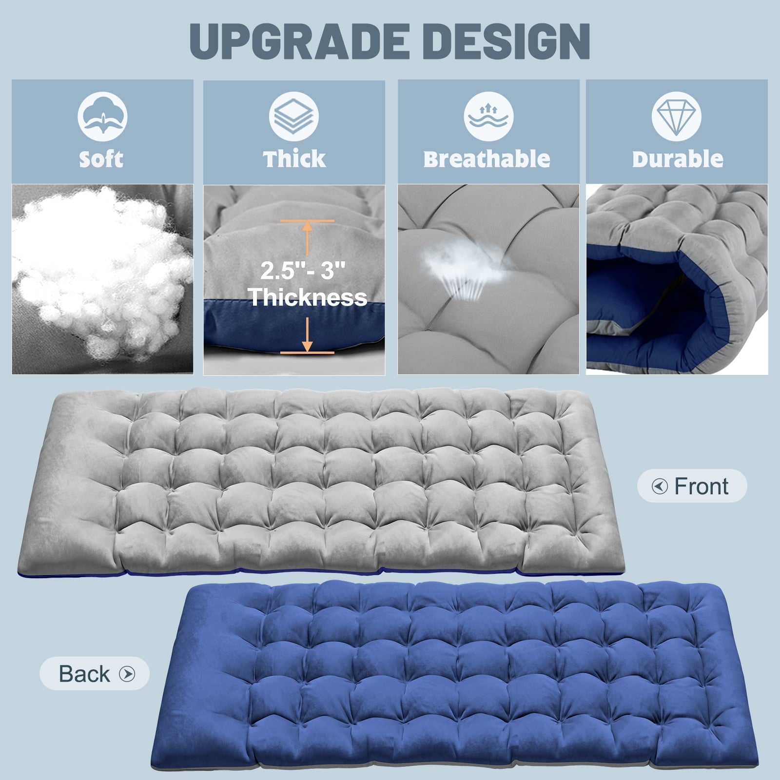 MOPHOTO 75" Portable Folding Bed for Adults, Rollaway Guest Bed Sleeping Cot with Mattress, Heavy Duty Outdoor Camping Cot with Carry Bag