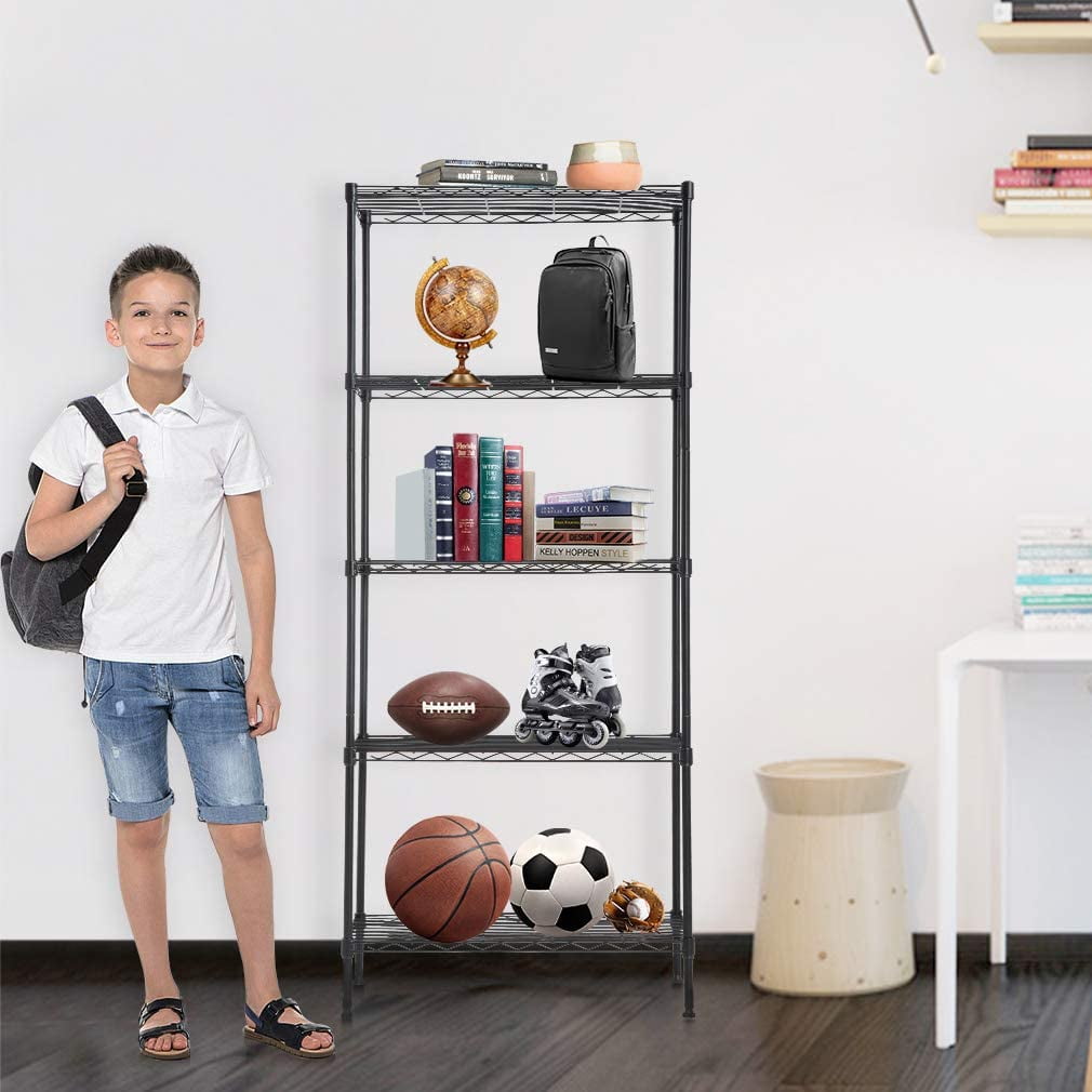 BestMassage Heavy Duty 24"W x 14"D x 60"H 5-Shelf Metal Freestanding Shelves, Black