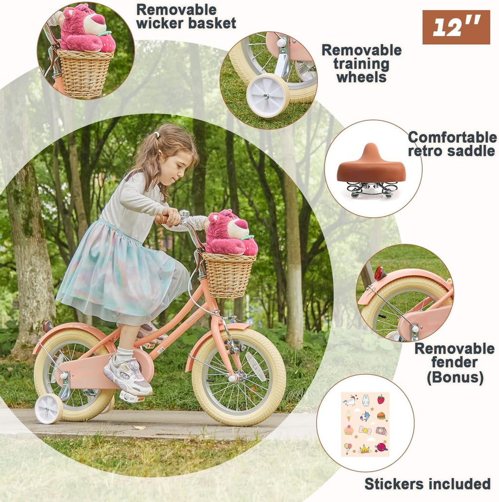 Glerc Little Molly 14 inch Kids Girls Bike for 3-5 Years Old Little Child,Yellow