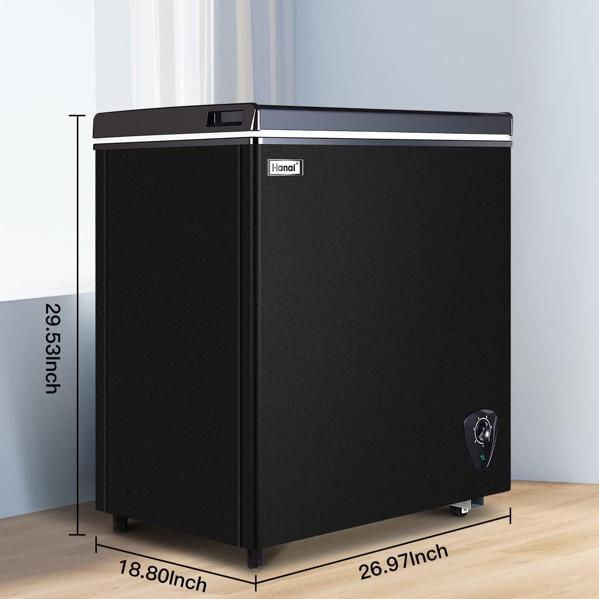 WANAI Chest Freezer 3.5 Cu ft,Small Chest Freezer,Upright Single Door Refrigerator,Black