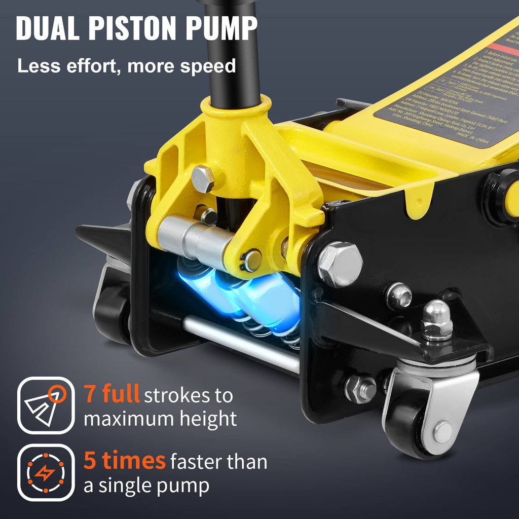 BENTISM Low Profile Floor Jack 4 Ton Heavy Duty Steel Dual Piston Rapid Pump
