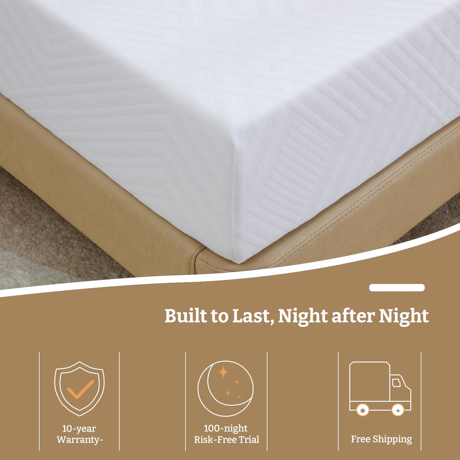 8 inch Twin Mattress, Green Tea Gel Memory Foam Mattress in a box, Medium Hardness Feeling, CertiPUR-US Certified/Made in USA, White