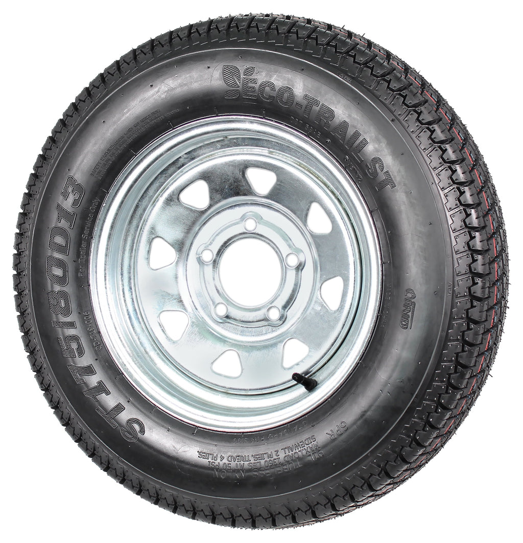 Trailer Tire On Rim ST175/80D13 175/80 D 13 B78-13 5 Lug Wheel Galvanized Spoke