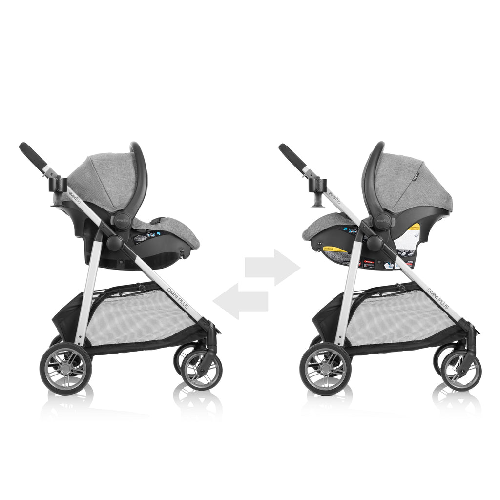 Evenflo Omni Plus Modular Travel System with LiteMax Sport Infant Car Seat, Mylar Gray, Unisex
