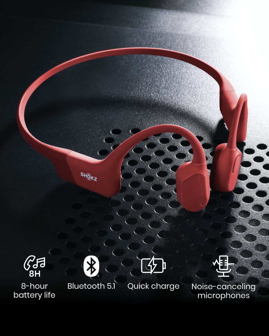 Shokz OpenRun Bone Conduction Waterproof Bluetooth Headphones for Sports with Cooling Wristband (Formerly Aeropex), Blue