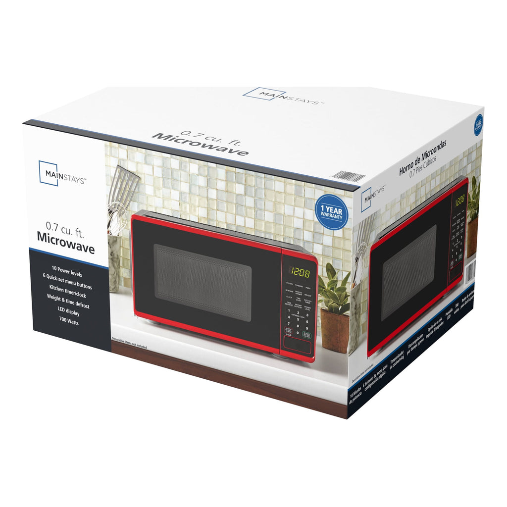 Mainstays 0.7 cu. ft. Countertop Microwave Oven, 700 Watts, White, New