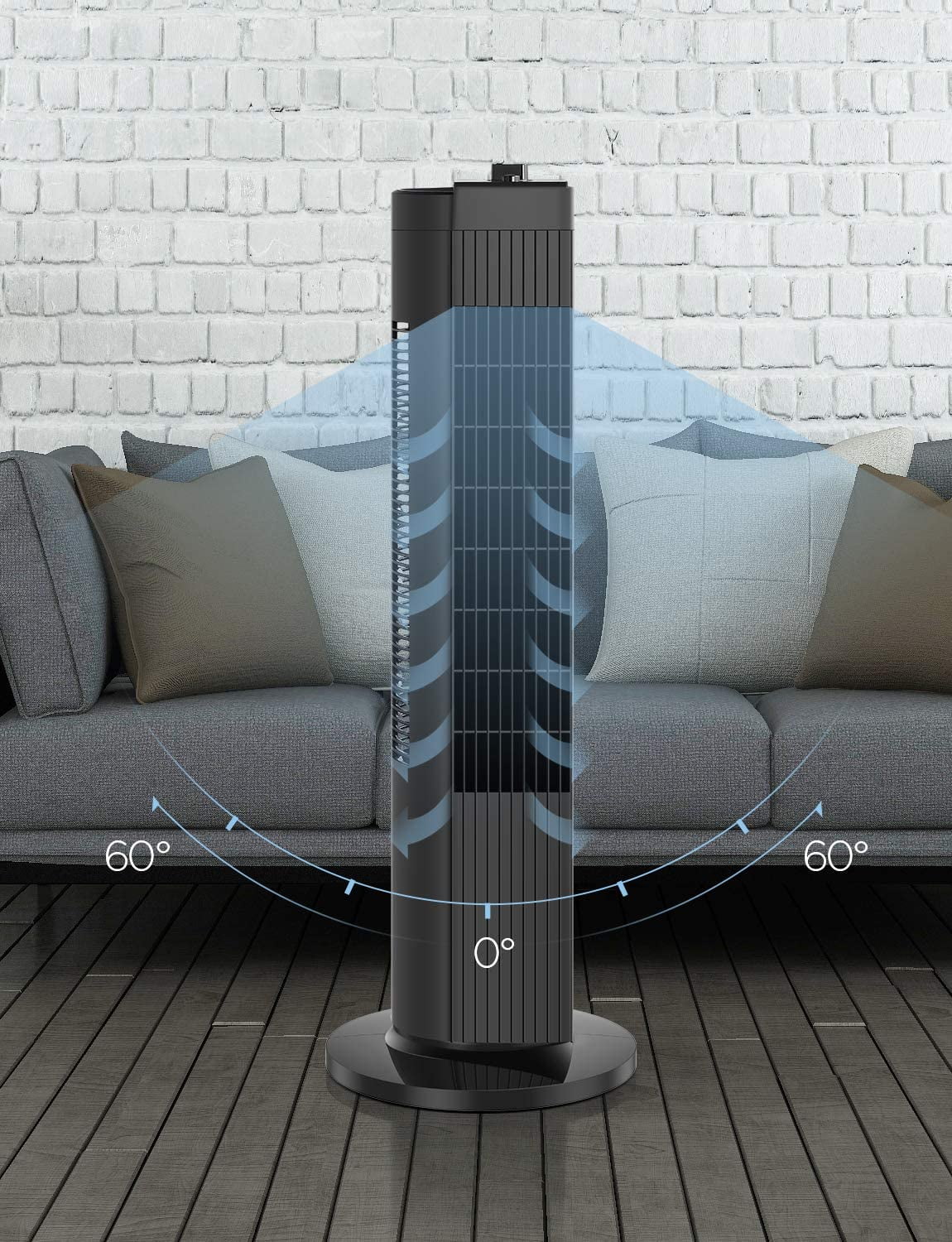 Mainstays 28" Tall, 3-Speed Oscillating Tower Fan, FZ10-19MB, New, Black