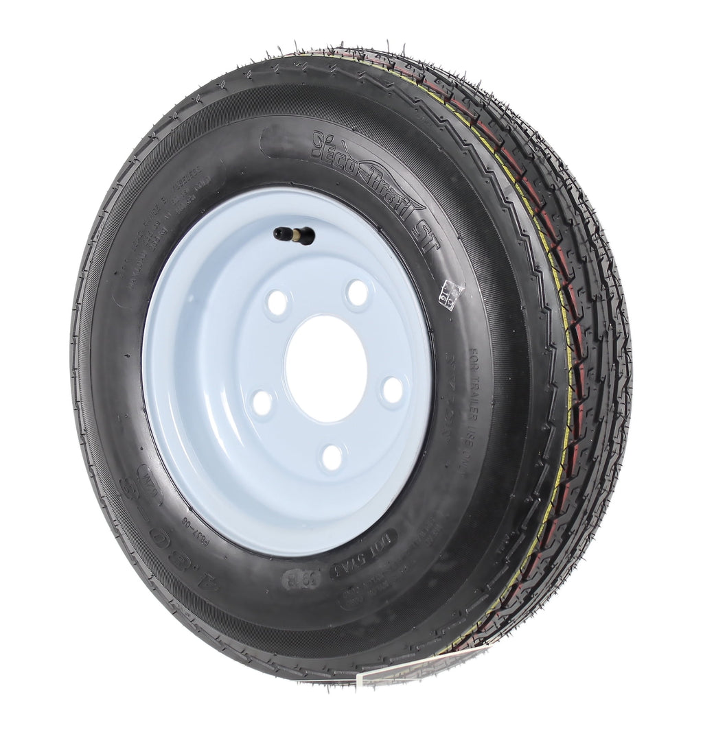 Two Trailer Tires On Rims 4.80-8 480-8 4.80 X 8 8 in. B 5 Lug Bolt Wheel White
