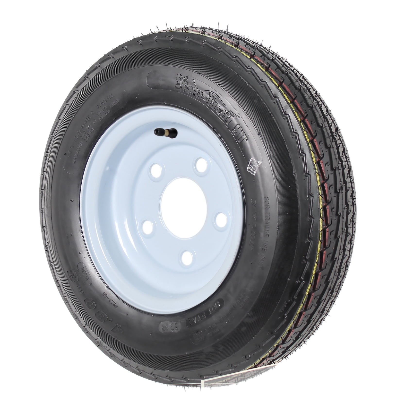 Two Trailer Tires On Rims 4.80-8 480-8 4.80 X 8 8 in. B 5 Lug Bolt Wheel White