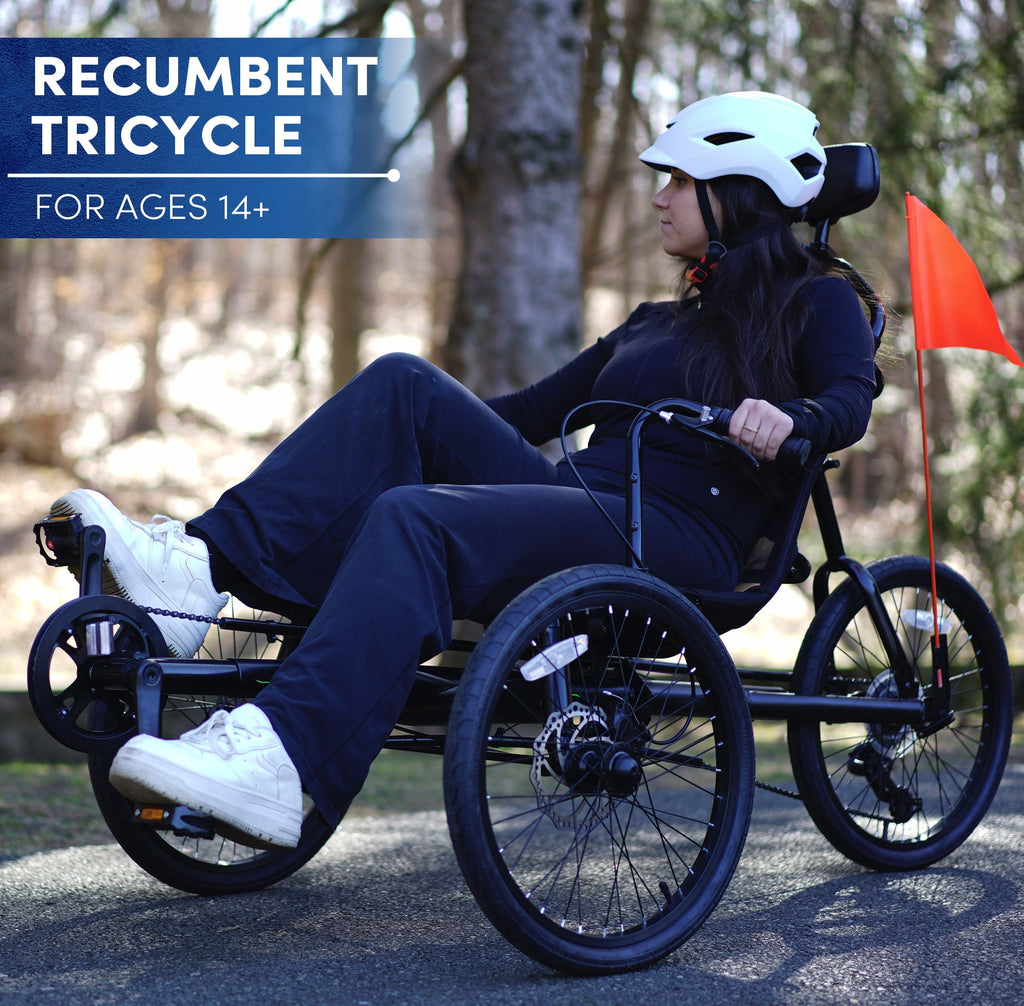 Kent 20" Unisex Cavalier Recumbent 3-Wheel Bike / Trike, Black