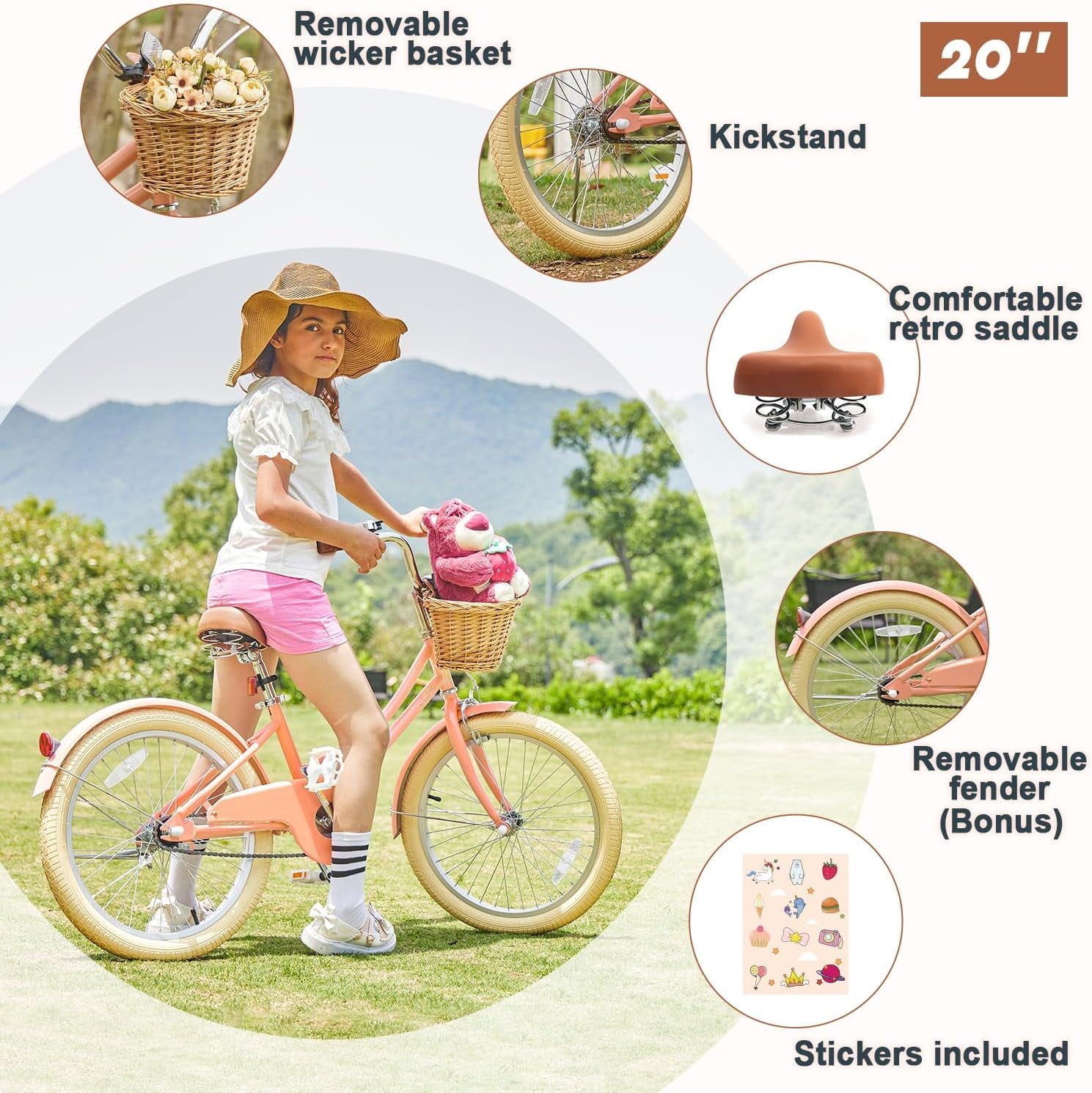 Glerc Little Molly 14 inch Kids Girls Bike for 3-5 Years Old Little Child,Yellow