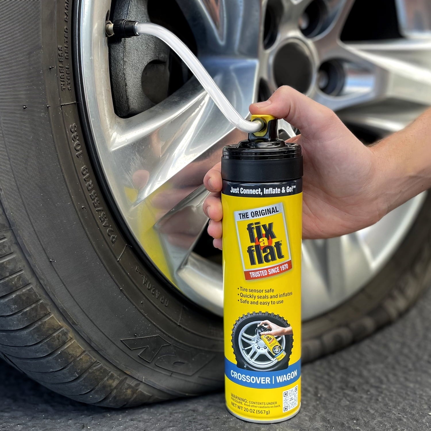 Fix-A-Flat Aerosol Emergency Flat Tire Repair and Inflator, for X-Large Tires, Eco-Friendly Formula, Universal Fit for All Cars, Trucks and SUVs, 24 oz. (Pack of 1)- S60369