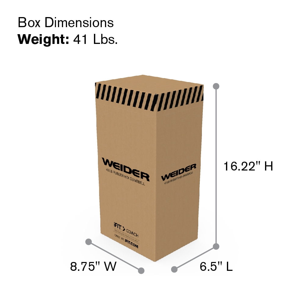 Weider, 25lb Rubber Hex Dumbbell, Single