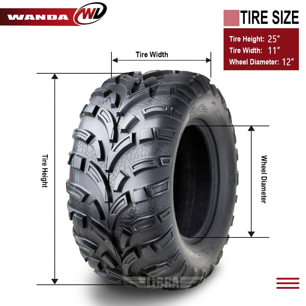 One New WANDA ATV Tire 25x11-12 /6PR P373A - 10253
